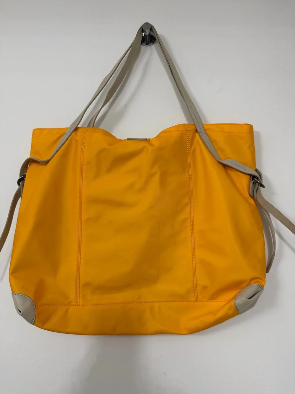 Splendid Bright Yellow Tote with Beige Trim and Straps